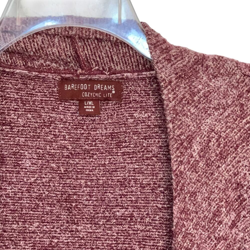 Barefoot Dreams Cozychic Lite Knit Island Wrap Heathered Maroon L/XL Style 903 - Picture 2 of 6